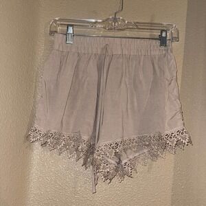 Ambiance Apparel Tan Lace Shorts